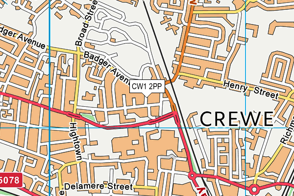 CW1 2PP map - OS VectorMap District (Ordnance Survey)