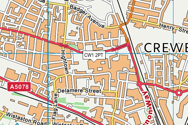 CW1 2PT map - OS VectorMap District (Ordnance Survey)