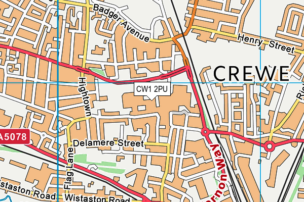 CW1 2PU map - OS VectorMap District (Ordnance Survey)