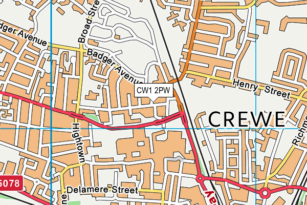 CW1 2PW map - OS VectorMap District (Ordnance Survey)