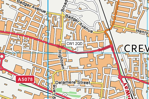 CW1 2QD map - OS VectorMap District (Ordnance Survey)