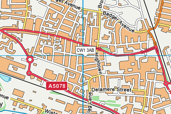 CW1 3AB map - OS VectorMap District (Ordnance Survey)