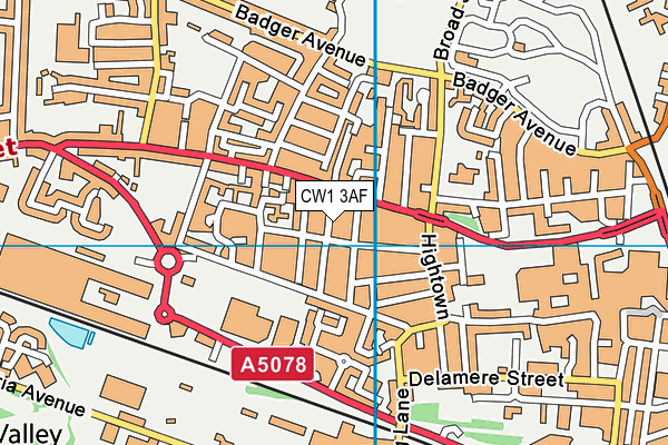 CW1 3AF map - OS VectorMap District (Ordnance Survey)