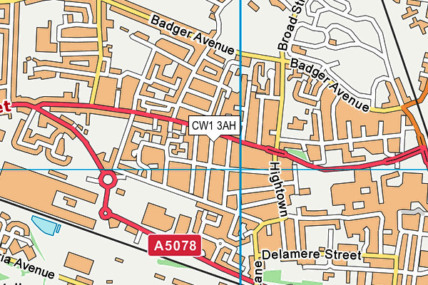 CW1 3AH map - OS VectorMap District (Ordnance Survey)