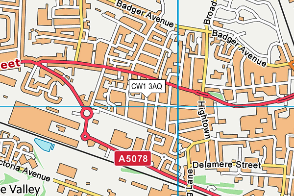 CW1 3AQ map - OS VectorMap District (Ordnance Survey)