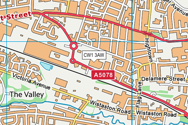 CW1 3AW map - OS VectorMap District (Ordnance Survey)