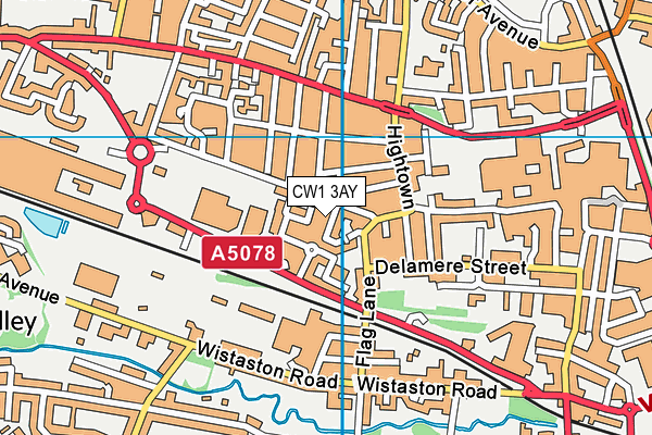 CW1 3AY map - OS VectorMap District (Ordnance Survey)