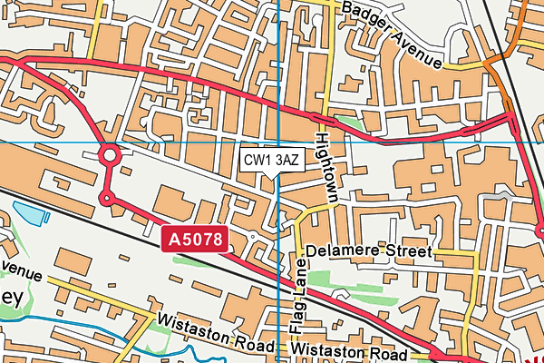 CW1 3AZ map - OS VectorMap District (Ordnance Survey)
