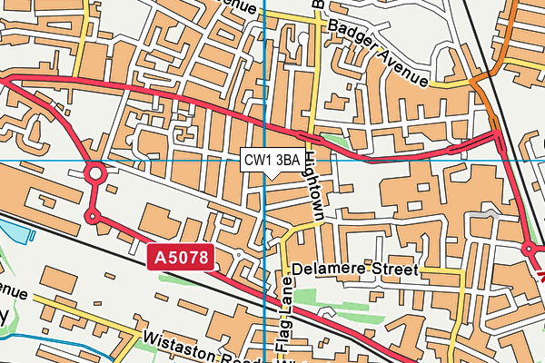 CW1 3BA map - OS VectorMap District (Ordnance Survey)