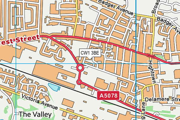 CW1 3BE map - OS VectorMap District (Ordnance Survey)