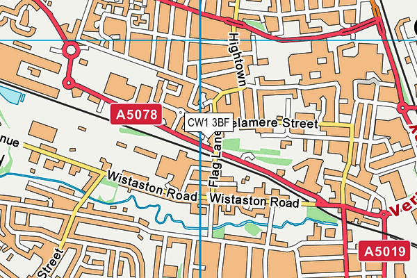 CW1 3BF map - OS VectorMap District (Ordnance Survey)