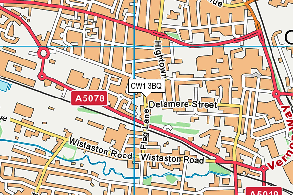 CW1 3BQ map - OS VectorMap District (Ordnance Survey)