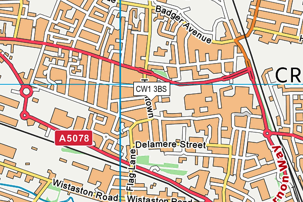 CW1 3BS map - OS VectorMap District (Ordnance Survey)