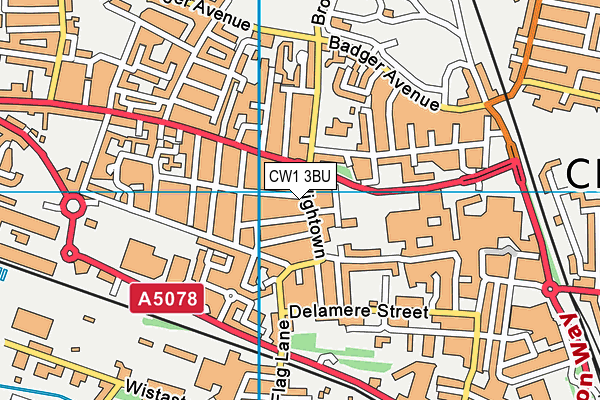 CW1 3BU map - OS VectorMap District (Ordnance Survey)