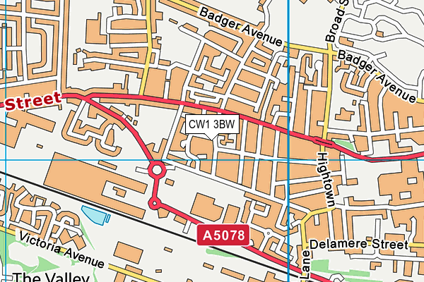 CW1 3BW map - OS VectorMap District (Ordnance Survey)