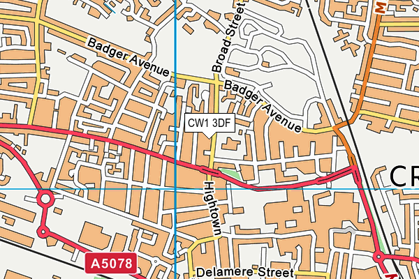 CW1 3DF map - OS VectorMap District (Ordnance Survey)