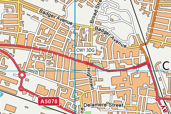 CW1 3DG map - OS VectorMap District (Ordnance Survey)