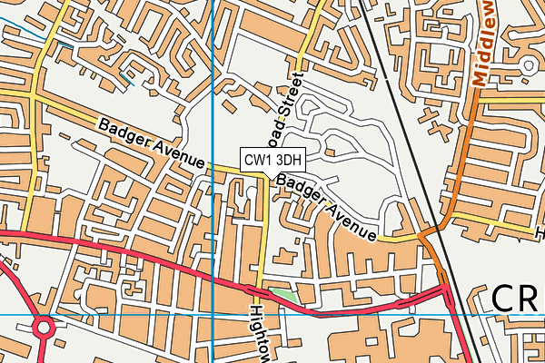 CW1 3DH map - OS VectorMap District (Ordnance Survey)