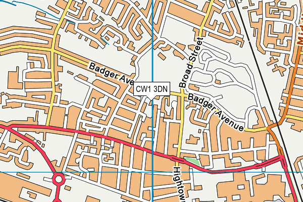 CW1 3DN map - OS VectorMap District (Ordnance Survey)