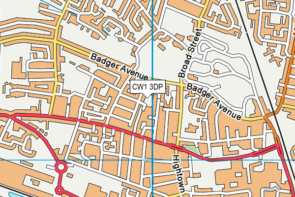 CW1 3DP map - OS VectorMap District (Ordnance Survey)