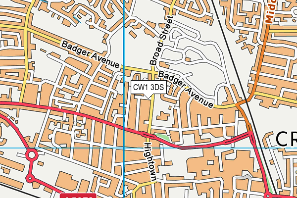 CW1 3DS map - OS VectorMap District (Ordnance Survey)
