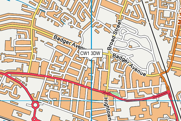 CW1 3DW map - OS VectorMap District (Ordnance Survey)