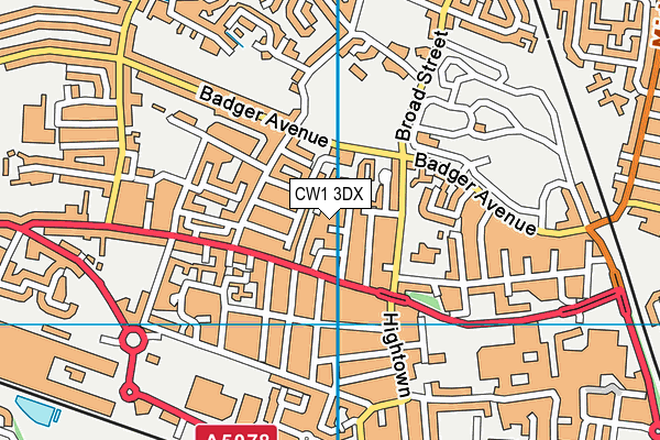 CW1 3DX map - OS VectorMap District (Ordnance Survey)