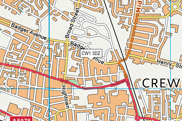 CW1 3DZ map - OS VectorMap District (Ordnance Survey)