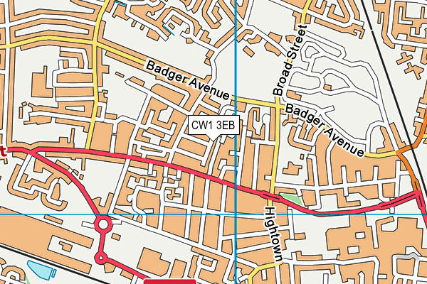 CW1 3EB map - OS VectorMap District (Ordnance Survey)
