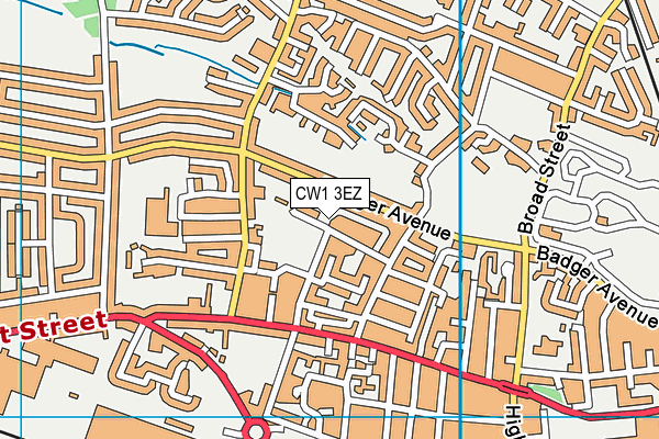CW1 3EZ map - OS VectorMap District (Ordnance Survey)
