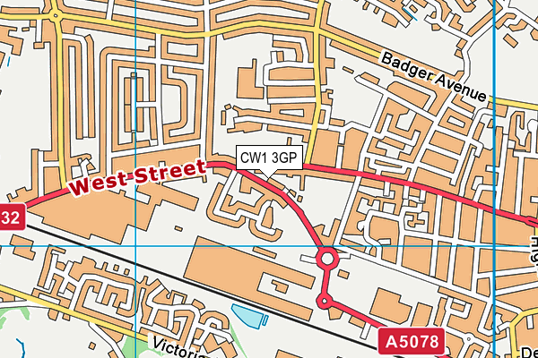 CW1 3GP map - OS VectorMap District (Ordnance Survey)