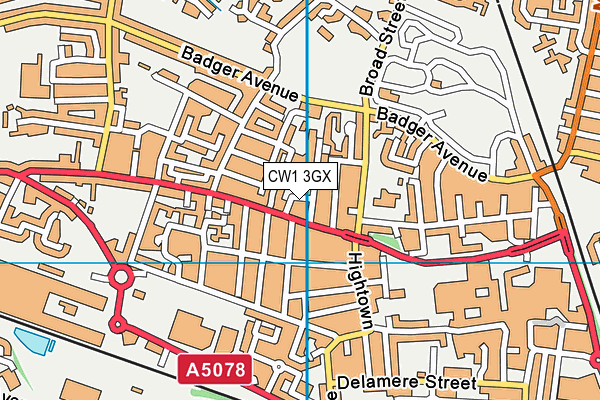 CW1 3GX map - OS VectorMap District (Ordnance Survey)