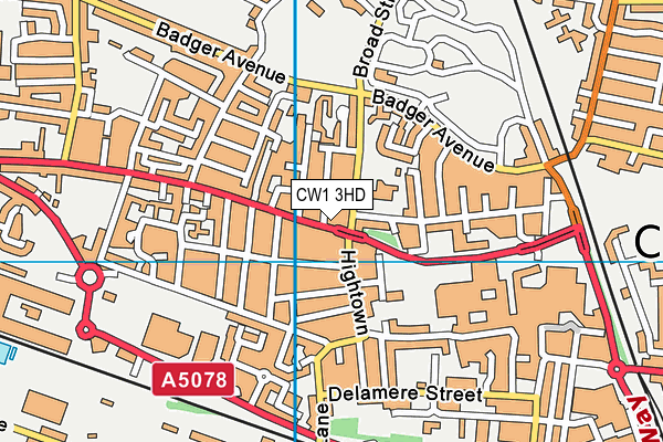 CW1 3HD map - OS VectorMap District (Ordnance Survey)