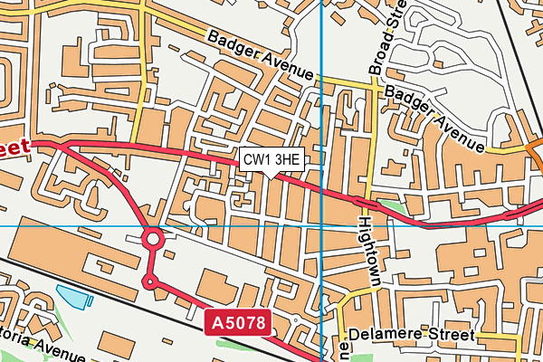 CW1 3HE map - OS VectorMap District (Ordnance Survey)