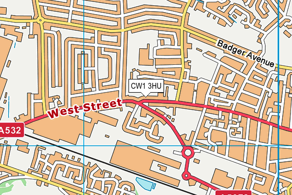 CW1 3HU map - OS VectorMap District (Ordnance Survey)