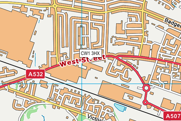 CW1 3HX map - OS VectorMap District (Ordnance Survey)