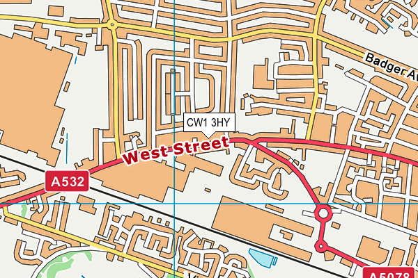 CW1 3HY map - OS VectorMap District (Ordnance Survey)