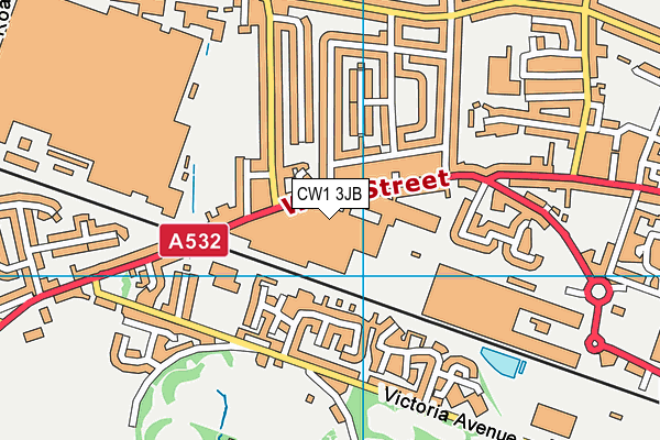 CW1 3JB map - OS VectorMap District (Ordnance Survey)