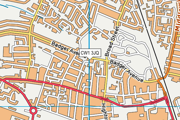 CW1 3JQ map - OS VectorMap District (Ordnance Survey)