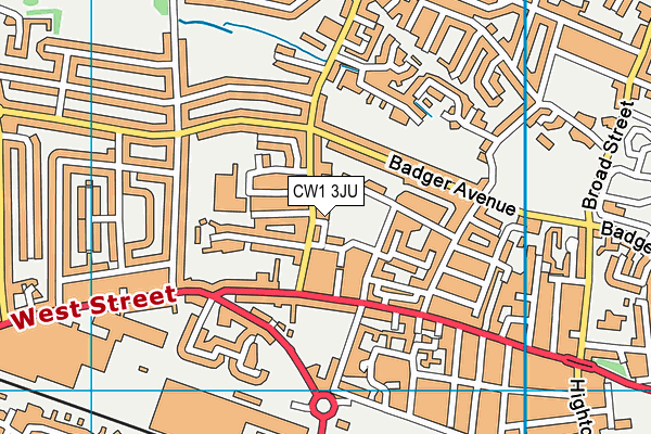 CW1 3JU map - OS VectorMap District (Ordnance Survey)