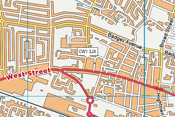 CW1 3JX map - OS VectorMap District (Ordnance Survey)