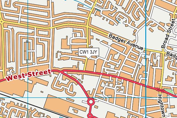 CW1 3JY map - OS VectorMap District (Ordnance Survey)