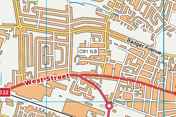 CW1 3LB map - OS VectorMap District (Ordnance Survey)