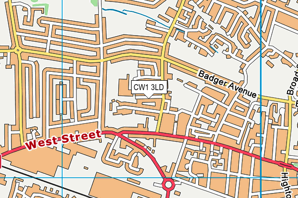 CW1 3LD map - OS VectorMap District (Ordnance Survey)