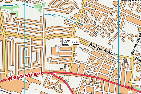 CW1 3LE map - OS VectorMap District (Ordnance Survey)