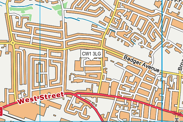 CW1 3LG map - OS VectorMap District (Ordnance Survey)
