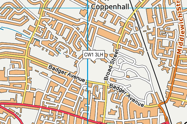 CW1 3LH map - OS VectorMap District (Ordnance Survey)