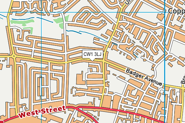 CW1 3LJ map - OS VectorMap District (Ordnance Survey)