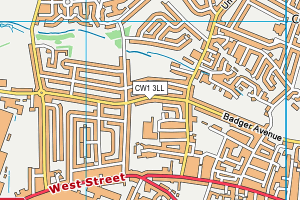 CW1 3LL map - OS VectorMap District (Ordnance Survey)