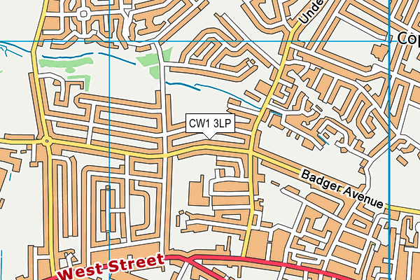 CW1 3LP map - OS VectorMap District (Ordnance Survey)